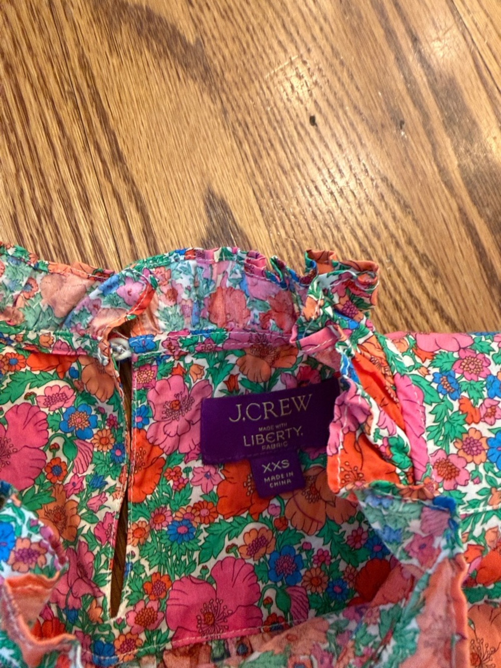 J Crew Liberty Print Bright Floral Short-Sleeve Blouse - Picture 3 of 7
